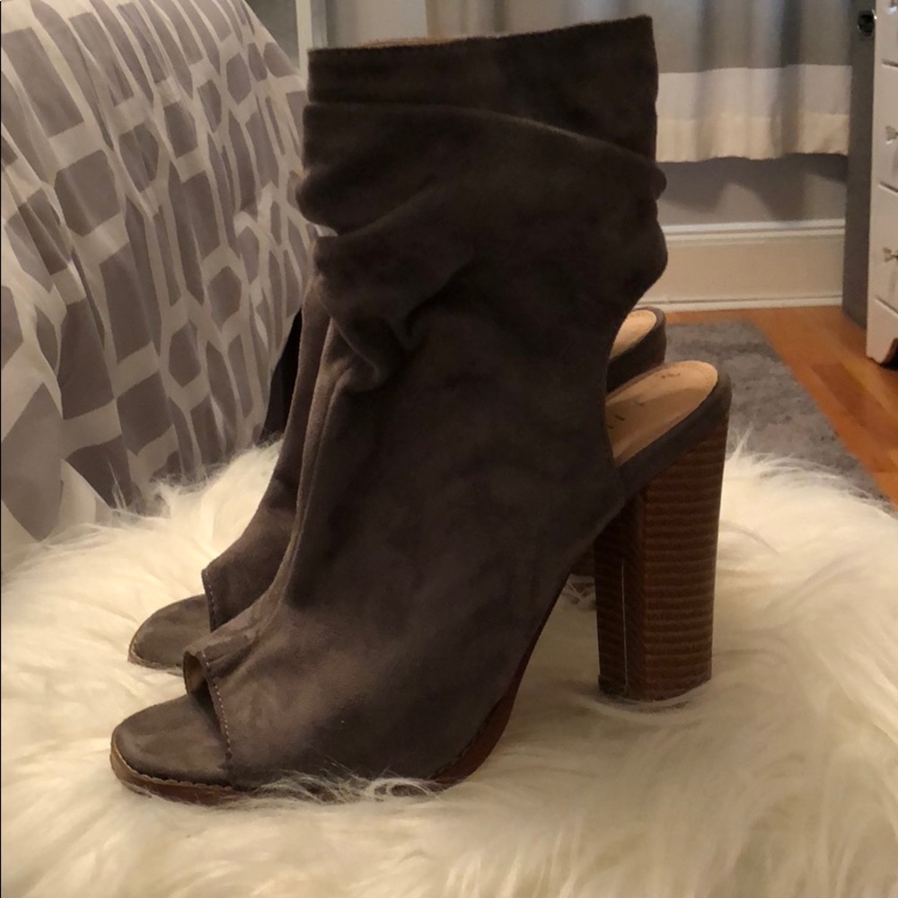 Grey Open Toe Booties